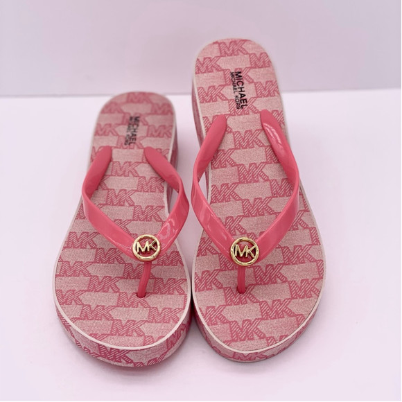 Michael Kors Bedford Logo MK Women’s Wedge Flip Flop Sandals - Picture 3 of 8